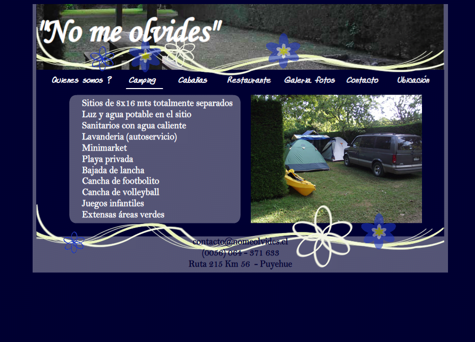 'Camping No Me Olvides' - www_nomeolvides_cl_camping_html